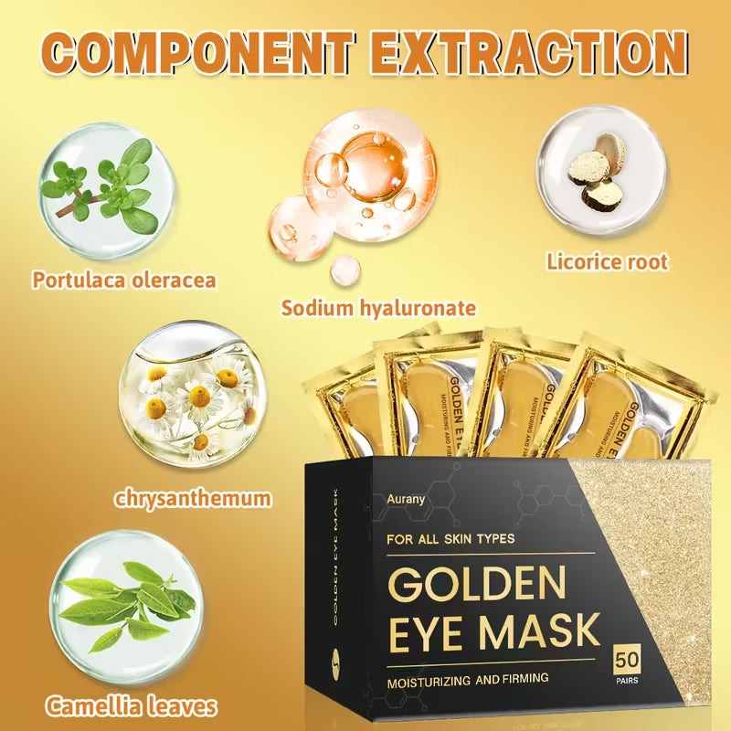 Golden Under Eye Patches – 50 Pieces for Hydrating, Firming & Refreshing Tired Eyes – A Thoughtful Gift for Both Men & Women