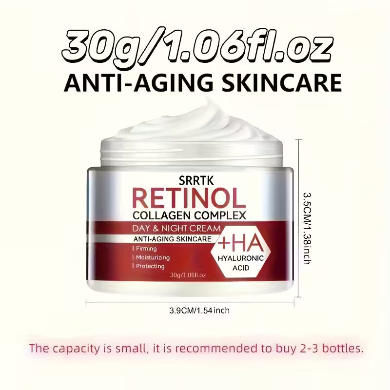4-Pack Retinol Collagen Day & Night Cream – Hydrating Gel Moisturizer with Hyaluronic Acid & Vitamin E – Alcohol-Free Formula for All Skin Tones