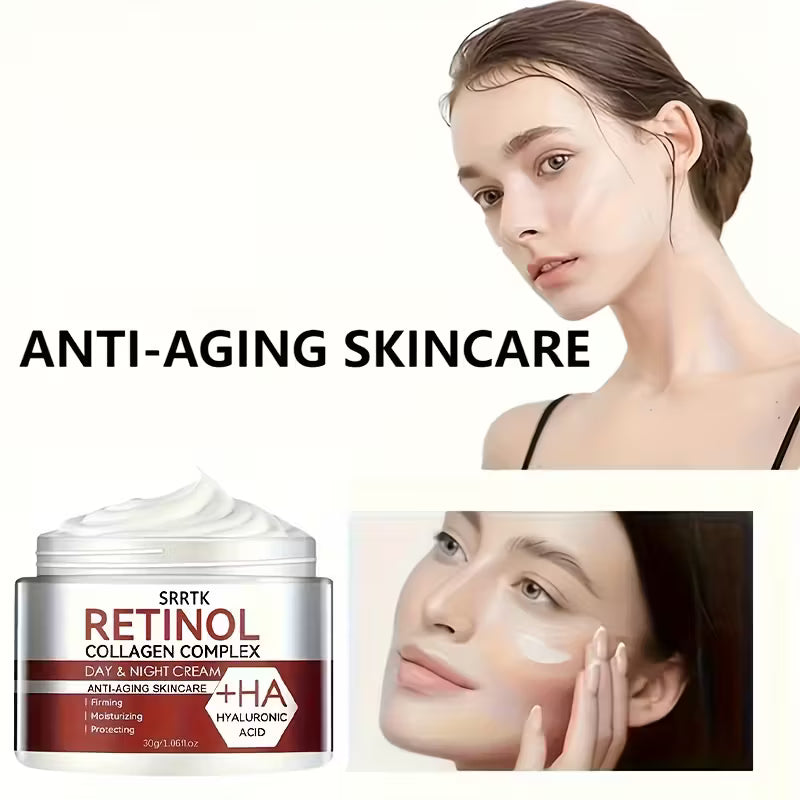 4-Pack Retinol Collagen Day & Night Cream – Hydrating Gel Moisturizer with Hyaluronic Acid & Vitamin E – Alcohol-Free Formula for All Skin Tones