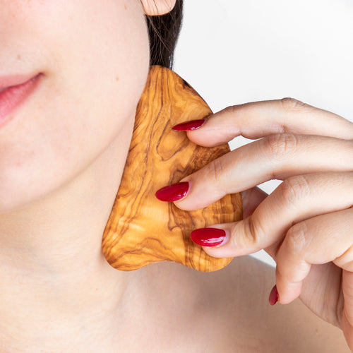 Olive Wood Gua Sha – Handcrafted & Heart-Shaped