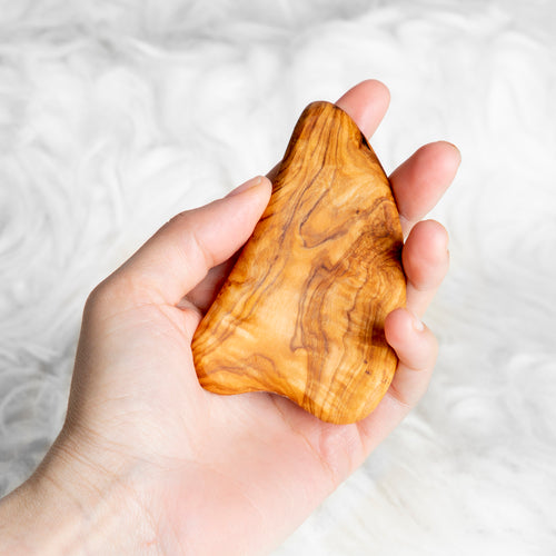 Olive Wood Gua Sha – Handcrafted & Heart-Shaped