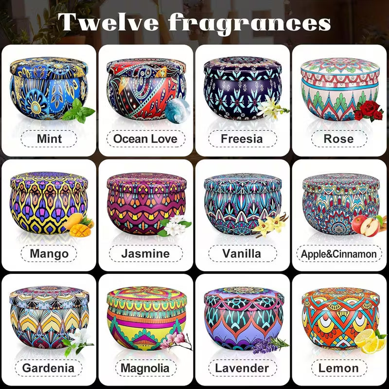 12-Piece Scented Candle Gift Set – Long-Lasting Soy Wax Candles (300 Hours) in Elegant Gift Box – Perfect Birthday Gift for Women & Home Fragrance Lovers