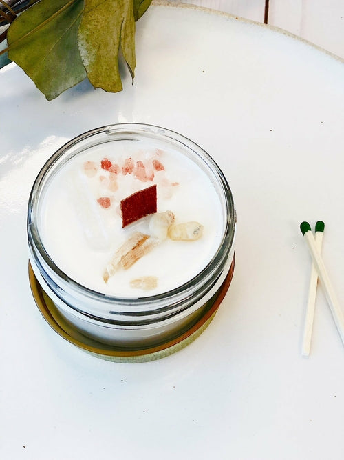Clear S – Space Clearing Intention Candle | Organic Soy & Crystal Energy