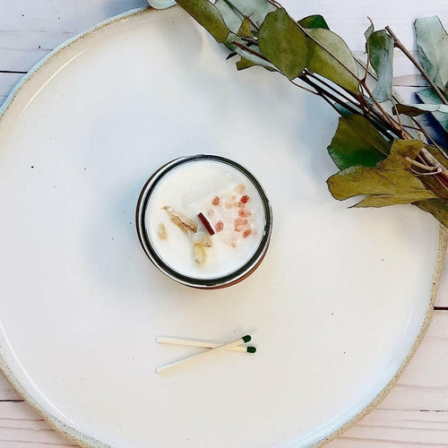 Clear S – Space Clearing Intention Candle | Organic Soy & Crystal Energy