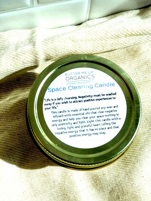 Clear S – Space Clearing Intention Candle | Organic Soy & Crystal Energy