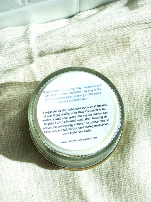 Clear S – Space Clearing Intention Candle | Organic Soy & Crystal Energy