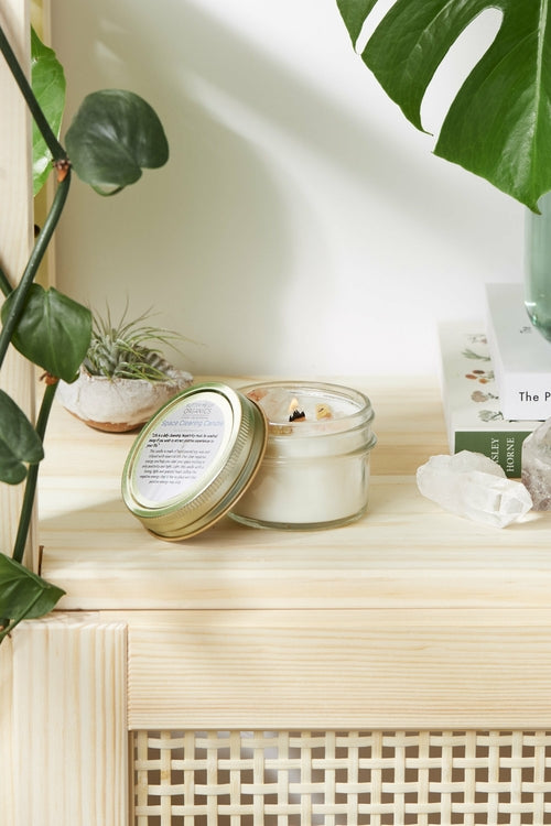 Clear S – Space Clearing Intention Candle | Organic Soy & Crystal Energy
